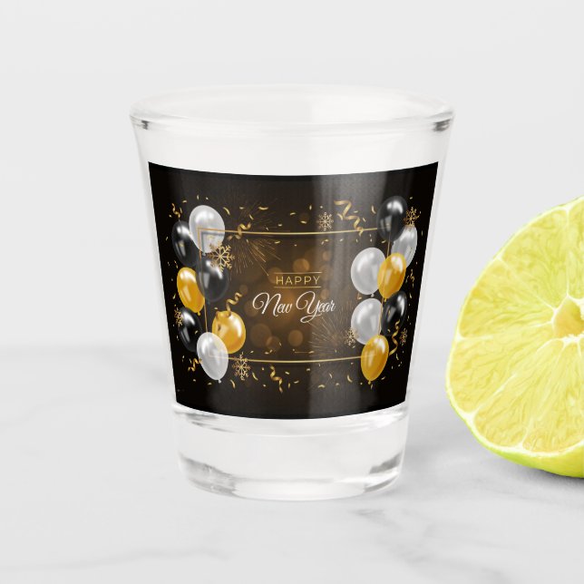 Vaso De Chupito Vidrio de disparo de Año Nuevo (Anverso)