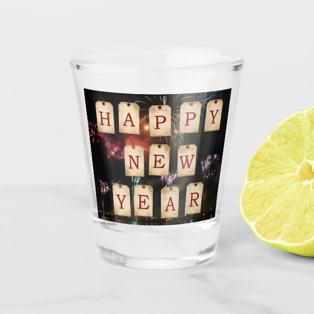 Vaso De Chupito Vidrio de disparo de Año Nuevo (Anverso)