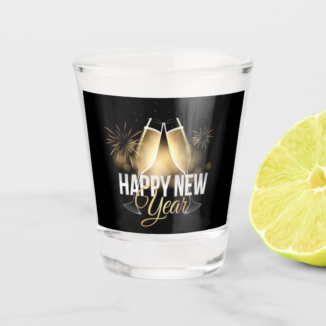 Vaso De Chupito Vidrio de disparo de Año Nuevo (Anverso)