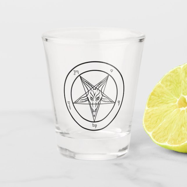 Vaso De Chupito Vidrio de disparo de Baphomet (Anverso)