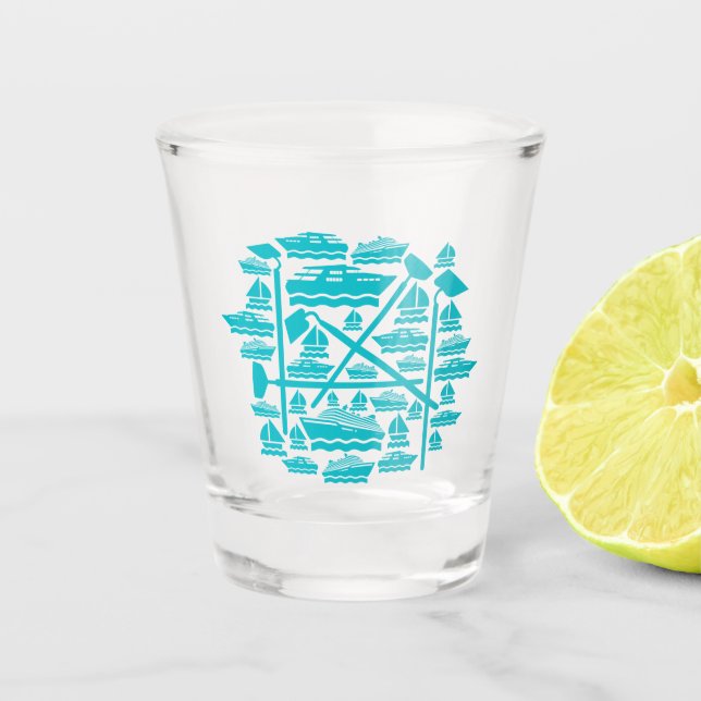 Vaso De Chupito Vidrio de disparo de barcos y cascos (Anverso)