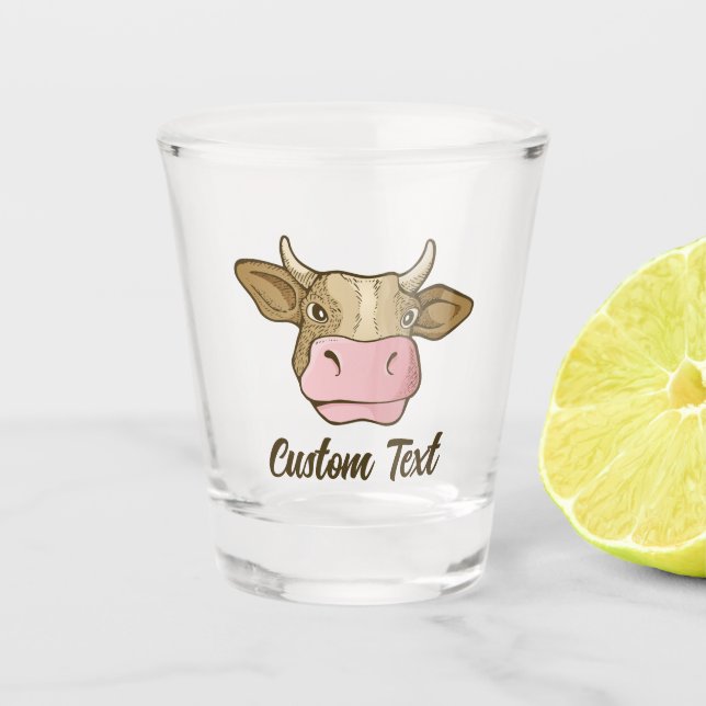 Vaso De Chupito Vidrio de disparo de cabeza de vaca (Anverso)