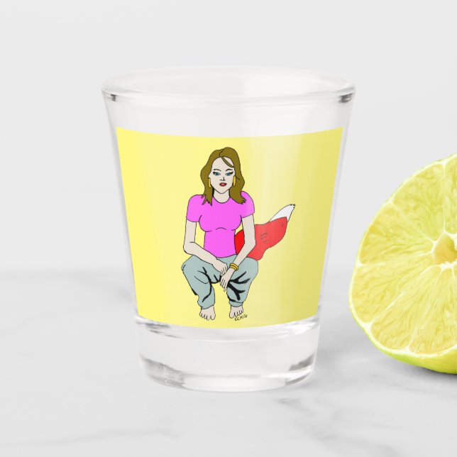 Vaso De Chupito vidrio de disparo de chica foxy (Anverso)