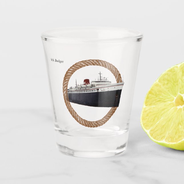 Vaso De Chupito Vidrio de disparo de cuerda de insignia (Anverso)