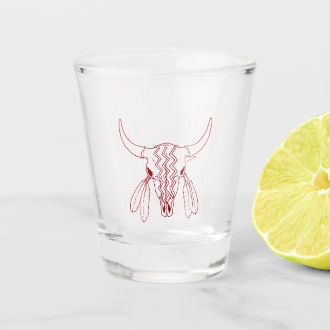 Vaso De Chupito Vidrio de disparo de la línea de Búfalo Fantasma R (Anverso)