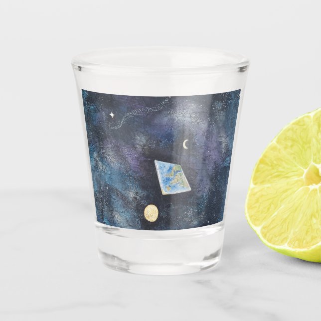 Vaso De Chupito Vidrio de disparo de la Tierra plana (Anverso)