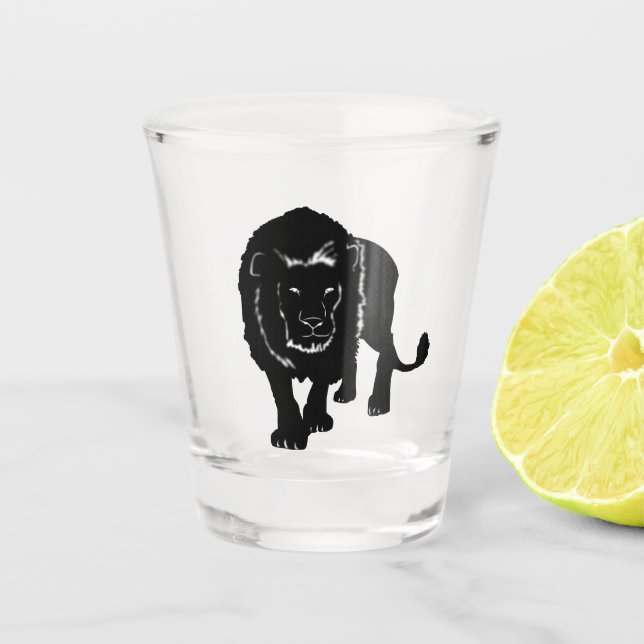 Vaso De Chupito Vidrio de disparo de león - Personalizable (Anverso)