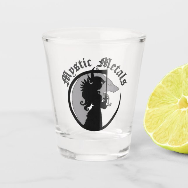Vaso De Chupito Vidrio de disparo de metales místicos (Anverso)