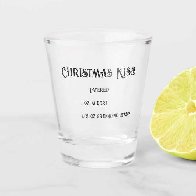 Vaso De Chupito Vidrio de disparo de Novedad Kiss navidades (Anverso)
