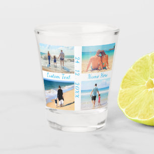 Vaso De Chupito Vidrio de disparo de su Collage de fotos y fecha d