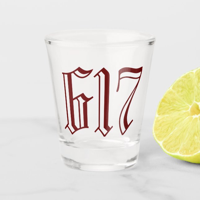 Vaso De Chupito Vidrio de disparo del código de área 617 (Boston) (Anverso)