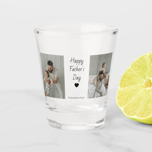 Vaso De Chupito Vidrio de disparo del Día del Padre - Foto y nombr (Anverso)