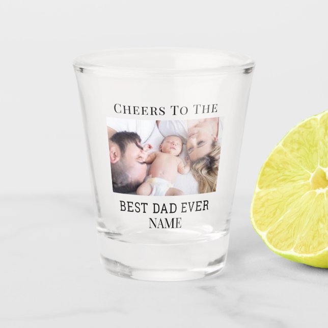 Vaso De Chupito Vidrio de disparo del Día del Padre personalizado (Anverso)