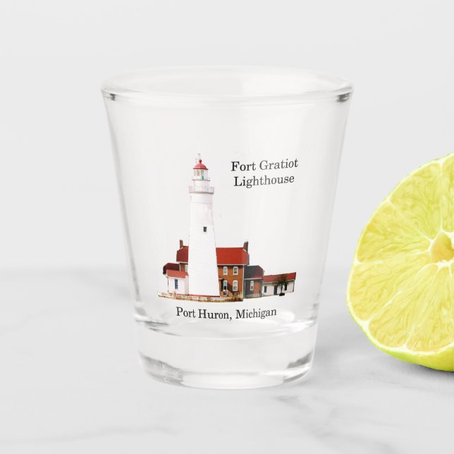 Vaso De Chupito Vidrio de disparo del faro de Fort Gratiot (Anverso)