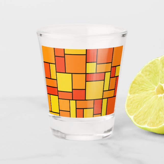 Vaso De Chupito Vidrio de disparo del patrón mosaico (Anverso)