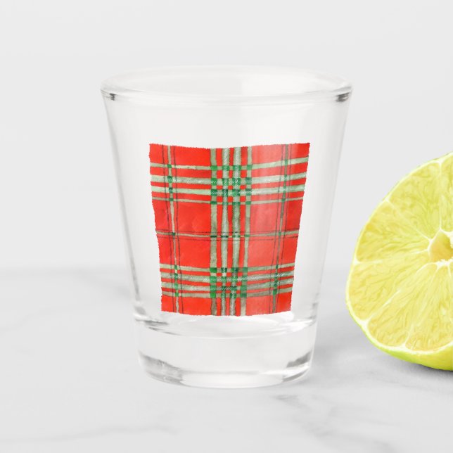 Vaso De Chupito Vidrio de disparo del RED SCOTT TARTAN (Anverso)