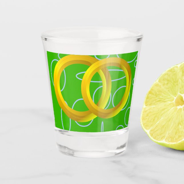 Vaso De Chupito Vidrio de disparo geométrico verde (Anverso)