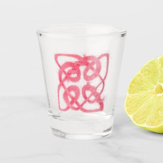 Vaso De Chupito Vidrio de disparo KNOT con CELTIC ROSA (Anverso)