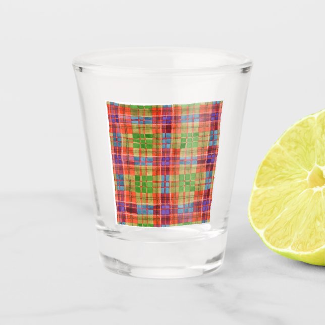 Vaso De Chupito Vidrio de disparo MAC RAE TARTAN (Anverso)