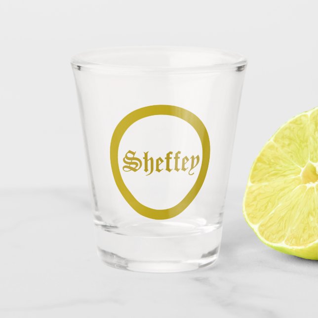 Vaso De Chupito Vidrio de disparo Monograma dorado (Anverso)