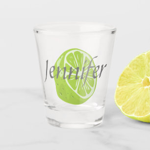 Vaso De Chupito Vidrio de disparo personalizado con lima y nombre