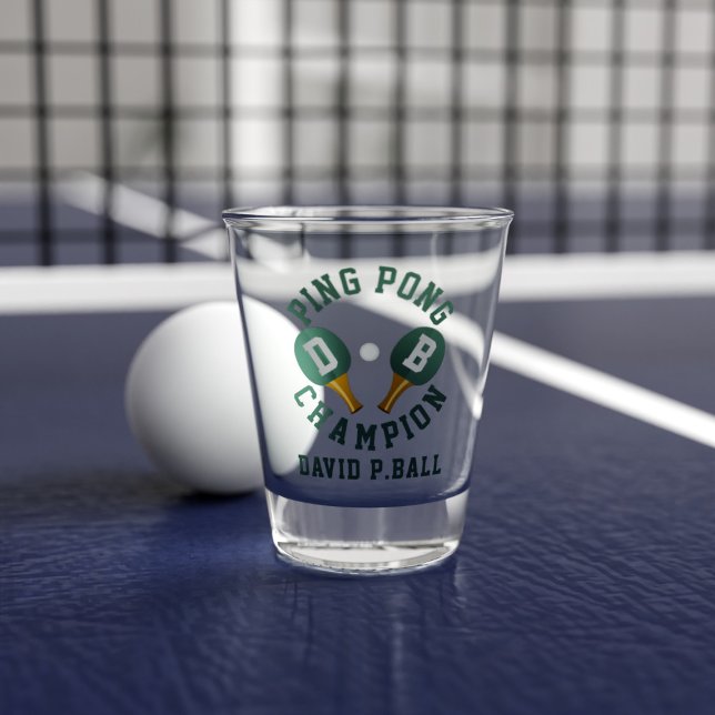 Vaso De Chupito Vidrio de disparo personalizado de Ping Pong (Perfect shot glass for the ping pong champion in your life. Just add their name and initials)
