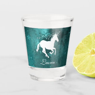 Vaso De Chupito Vidrio de disparo personalizado de unicornio verde