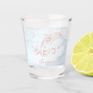 Vaso De Chupito Vidrio de disparo personalizado para delfín rosa