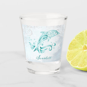 Vaso De Chupito Vidrio de disparo personalizado para delfín verde