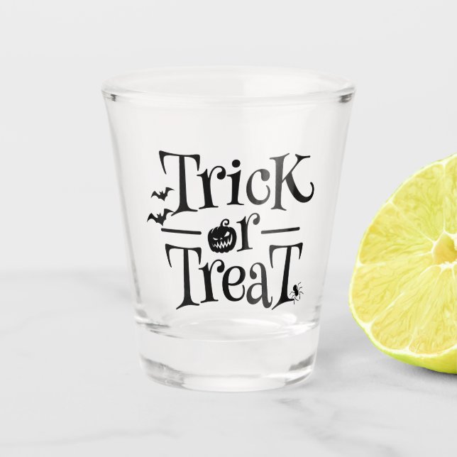 Vaso De Chupito Vidrio de Halloween con truco o truco (Anverso)