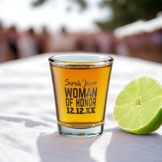 Vaso De Chupito Vidrio de honor (For your Woman of Honor. Just add her name and your wedding date)
