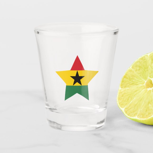 Vaso De Chupito Vidrio de la bandera de Ghana disparado (Anverso)