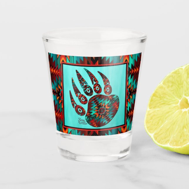 Vaso De Chupito Vidrio de la garra de oso tribal (Anverso)