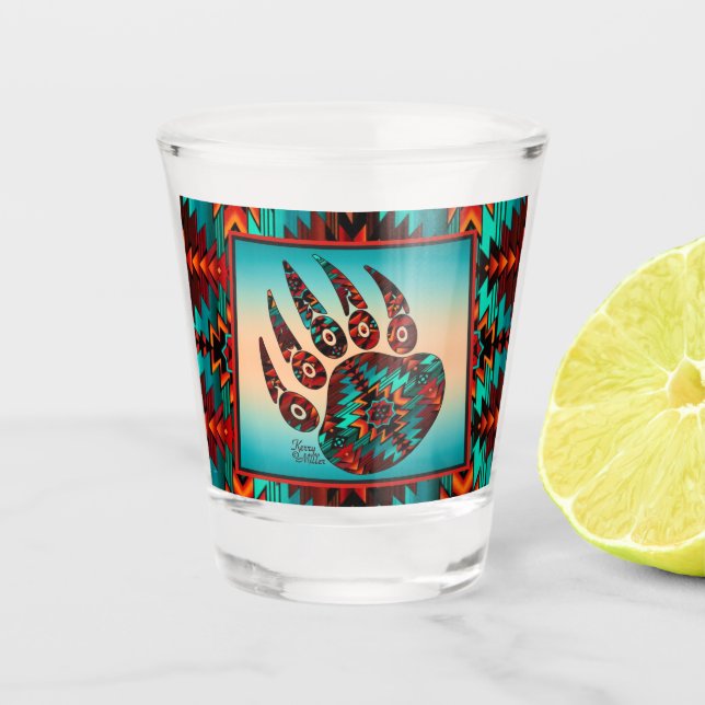 Vaso De Chupito Vidrio de la garra de oso tribal (Anverso)