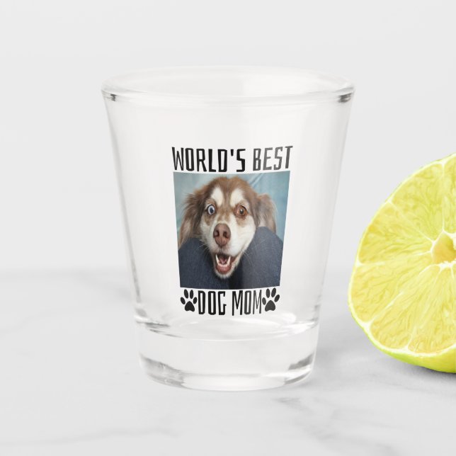 Vaso De Chupito Vidrio de la mejor madre del perro del mundo (Anverso)
