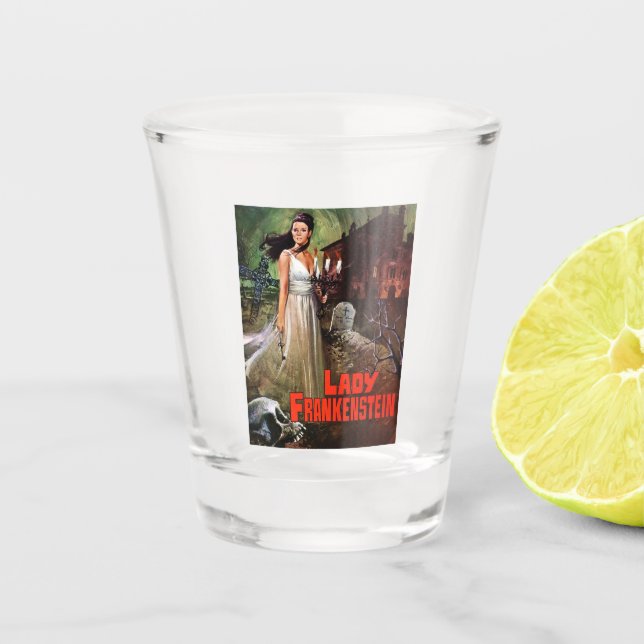 Vaso De Chupito Vidrio de Lady Frankenstein (Anverso)
