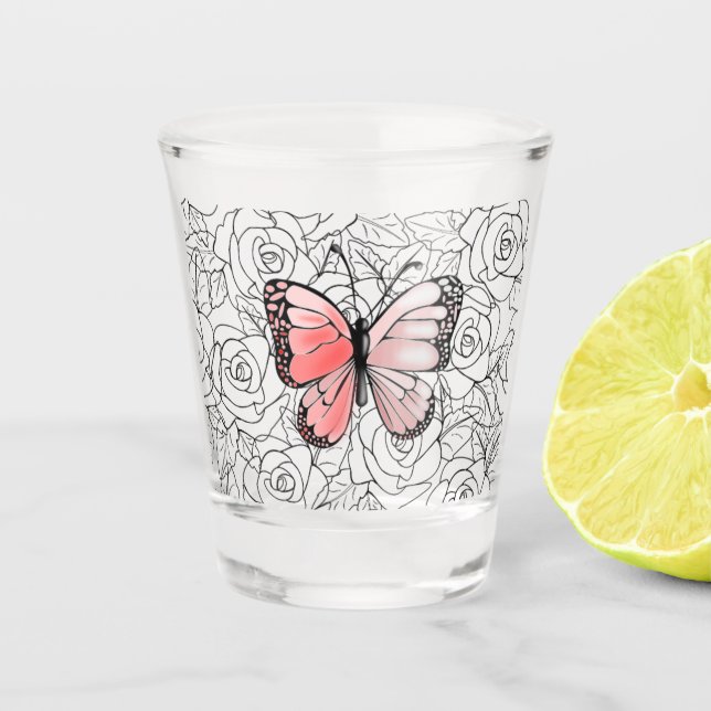 Vaso De Chupito Vidrio de mariposa caliente (Anverso)