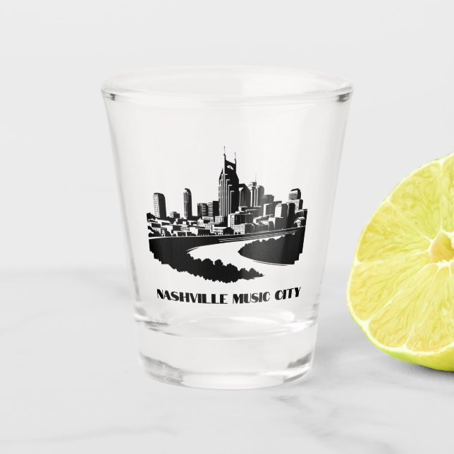 Vaso De Chupito Vidrio de Nashville Music City (Anverso)