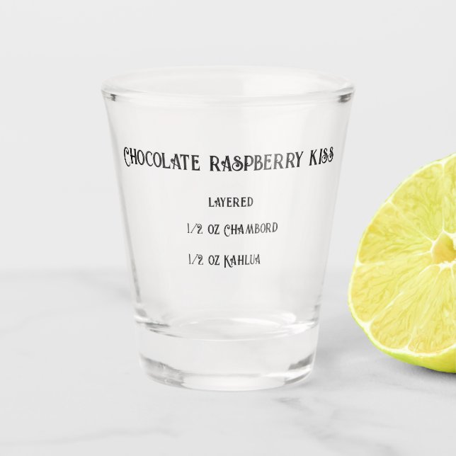 Vaso De Chupito Vidrio de novedad de beso de frambuesa de chocolat (Anverso)