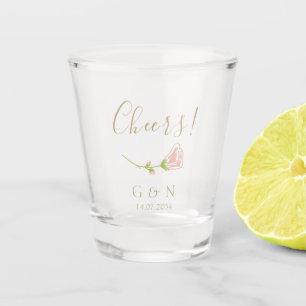 Vaso De Chupito Vidrio de Rosa floral de alentadores Boda