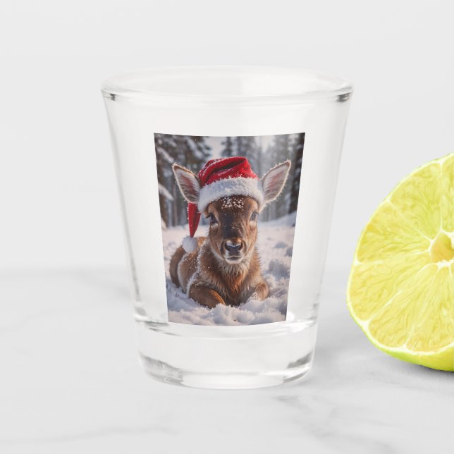 Vaso De Chupito Vidrio de Santa Hat Deer Shot (Anverso)
