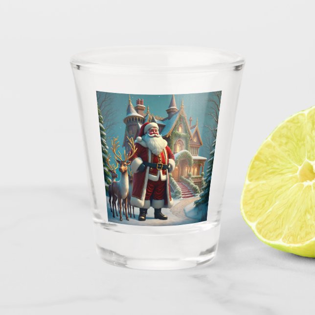 Vaso De Chupito Vidrio de Santa y de reno (Anverso)