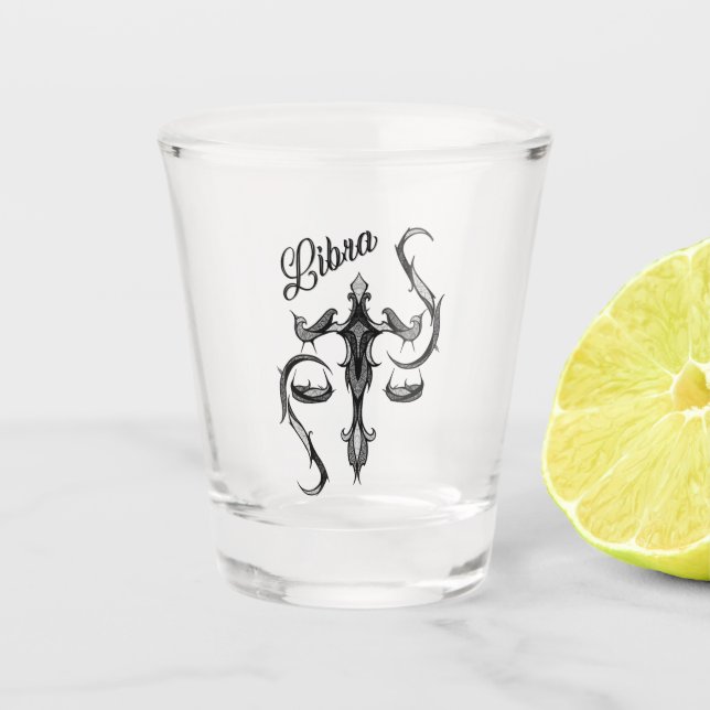 Vaso De Chupito Vidrio de símbolo libra zodiac (Anverso)