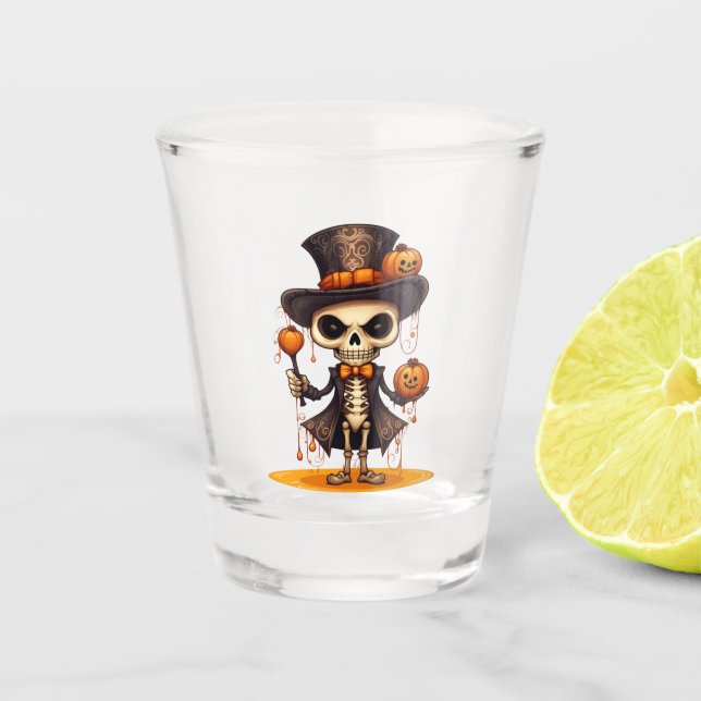 Vaso De Chupito Vidrio de tiro al esqueleto de Steampunk (Anverso)