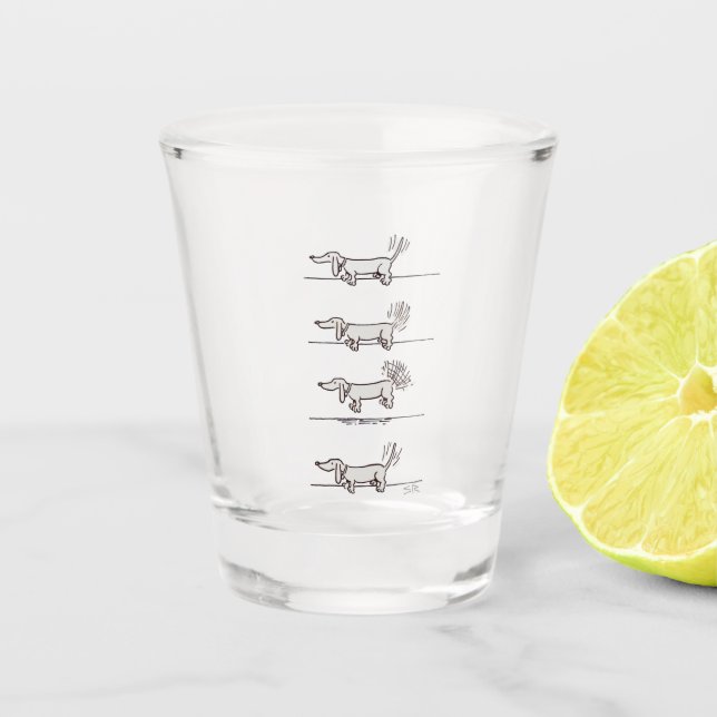 Vaso De Chupito Vidrio de tiro Dachshund (Anverso)