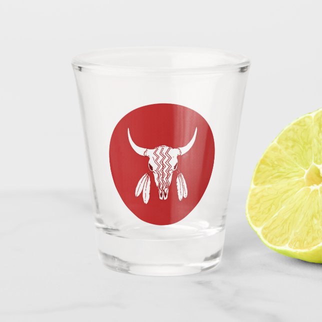 Vaso De Chupito Vidrio de tiro de Búfalo Fantasma Rojo (Anverso)