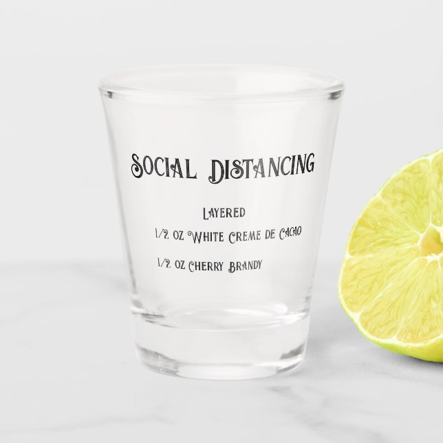 Vaso De Chupito Vidrio de tiro de novedad de distanciamiento socia (Anverso)