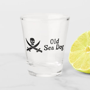 Vaso De Chupito Vidrio de tiro de perro del mar antiguo