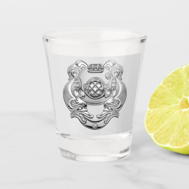 Vaso De Chupito Vidrio de tiro del buzo de primera clase de la mar (Anverso)