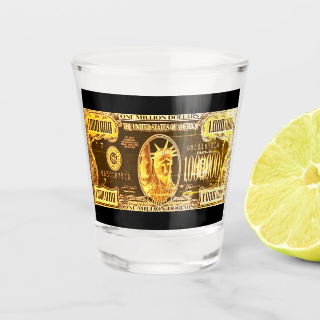 Vaso De Chupito Vidrio de un billete de un millón de dólares (Anverso)